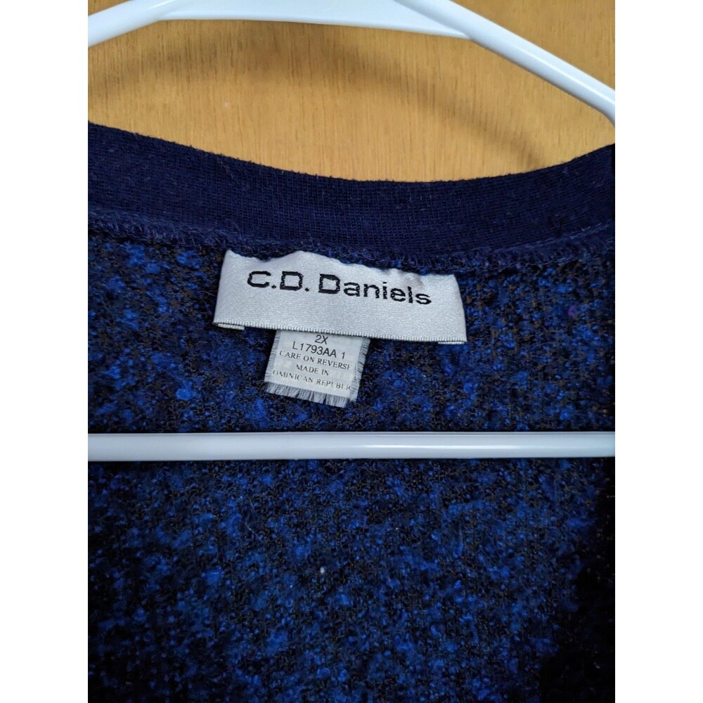 C. D. Daniels Women's Open Cardigan Blue Floral Embroidered Size 2X Grandmacore - Picture 7 of 8